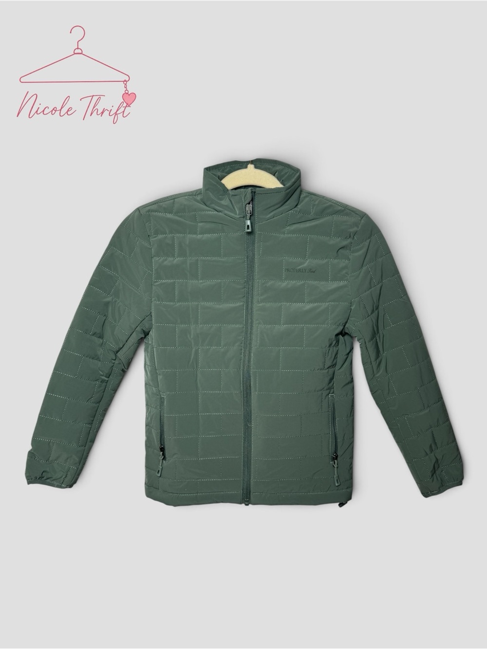 Properly Tied Boys Green Quilted Full Zip Jacket Size 7